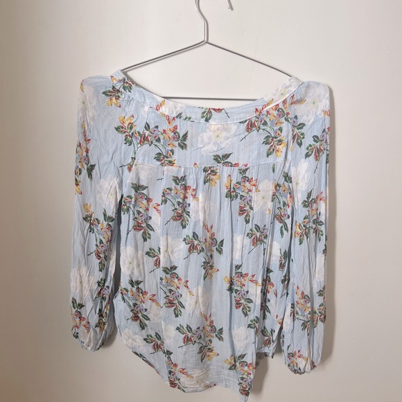 *EUC* Anthropologie Maeve Boswell Blouse Top in Blue Striped Floral Top, Size 4 - Picture 8 of 11